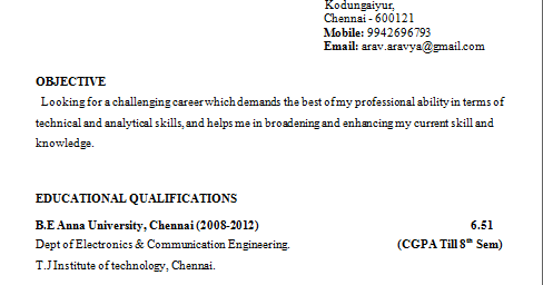 Pursuing engineering resume